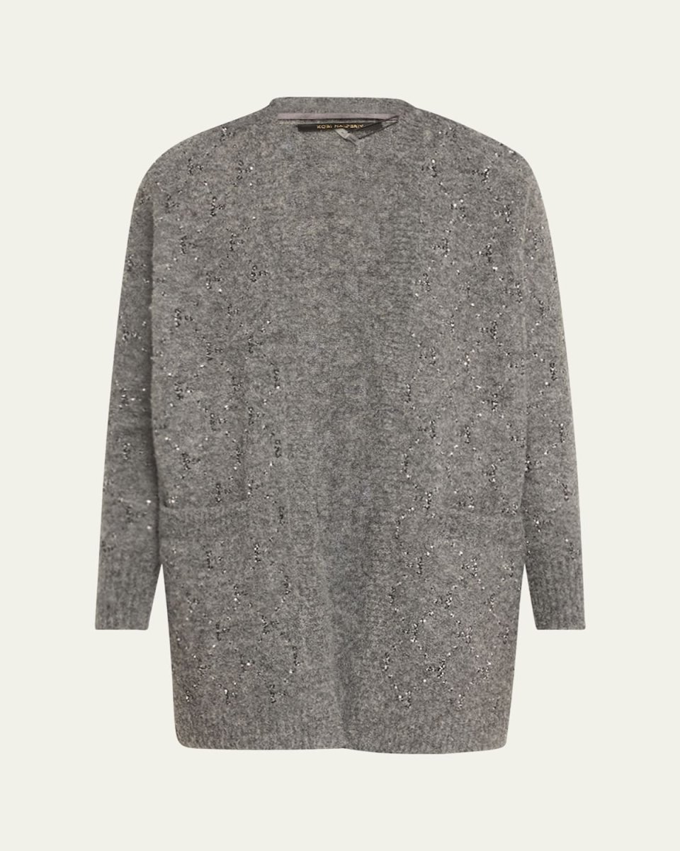 Reeve Open-Front Sequin Cardigan
